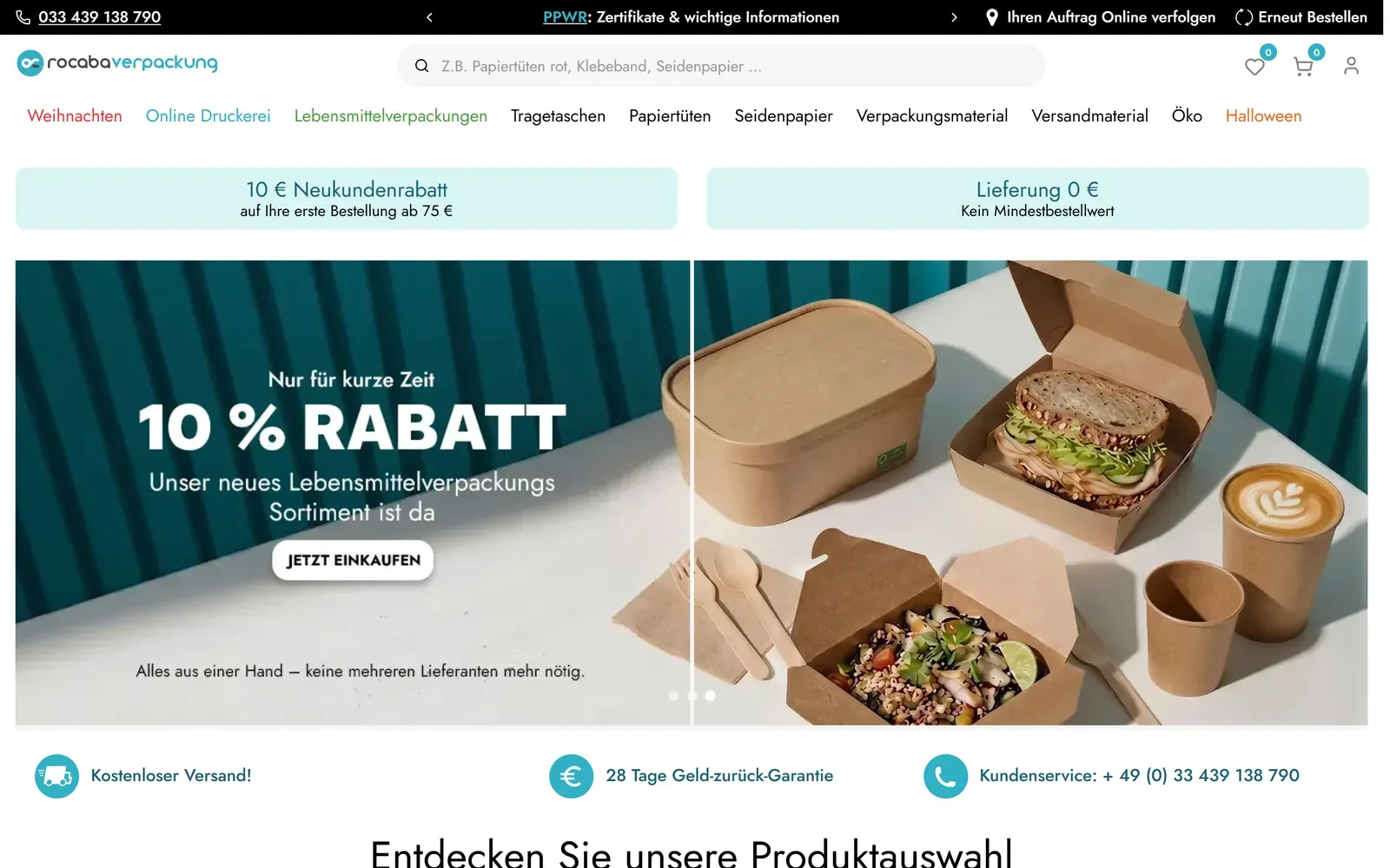 German storefront Rocaba Verpackung